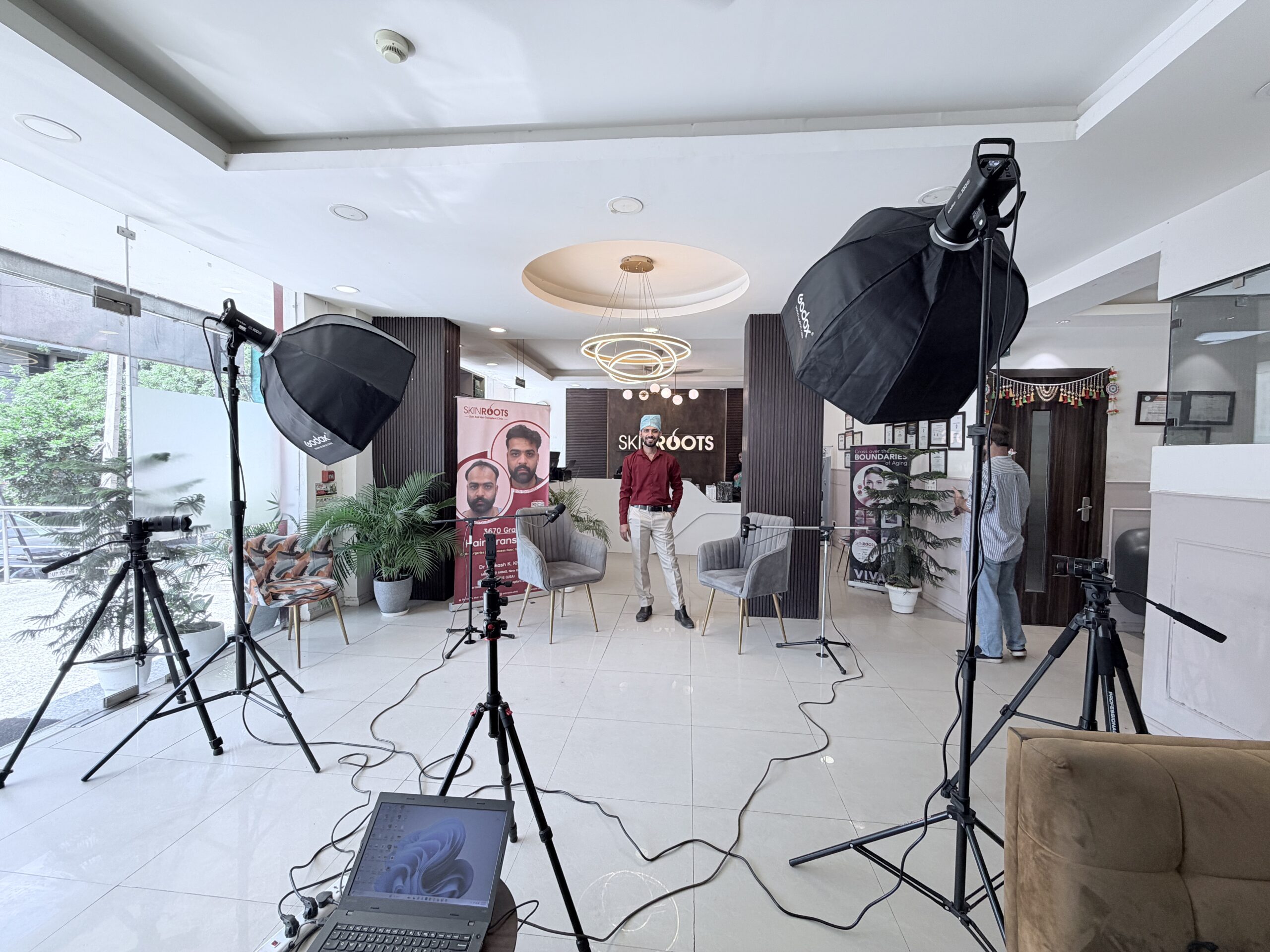 Video production agency in Delhi — Dr. Graphical film and podcast studio setup