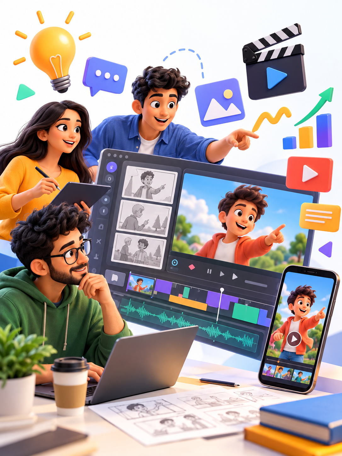 Animated YouTube videos and Shorts for brands in Delhi