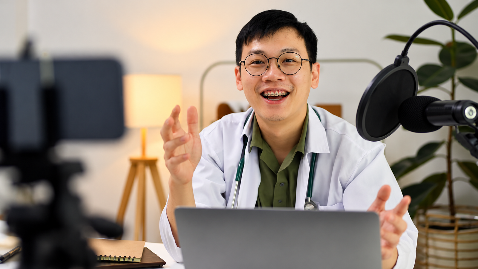 Dermatologist podcast in Delhi recording studio setup